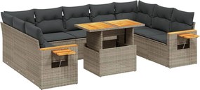 vidaXL 11 részes szürke polyrattan kerti ülőgarnitúra párnákkal