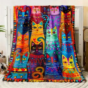 Takaró takaró színes ágytakaró Macskák cica kollázs ala patchwork 150x200cm