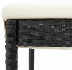 6 db fekete polyrattan bárszék párnával