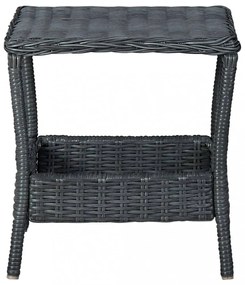 sötétszürke polyrattan kerti asztal 45 x 45 x 46,5 cm