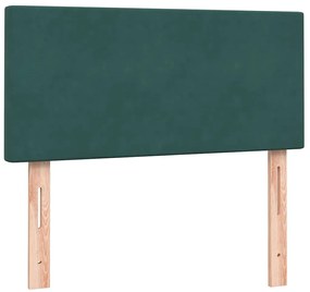 sötétzöld bársony rugós ágy matraccal 80x220 cm