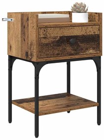 Éjjeli asztal fiókkal 2 pcs Régi fa 40 x 29 x 60 cm Faanyag