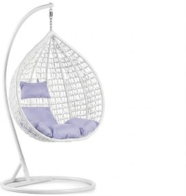 Fehér függőszék KOKON állvánnyal, világos párna