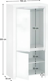 Szekrény 4D, fehér fényes, LINDY