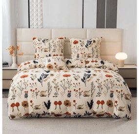 Mikroplüss ágyneműhuzat szett PAPAVA krémszínű + mikroplüss lepedő SOFT 90x200 cm fehér, egyszemélyes