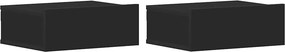 vidaXL 2 db fekete szerelt fa függő éjjeliszekrény 40 x 30 x 15 cm