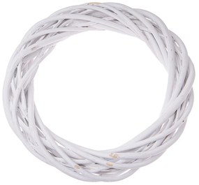 Elemetary fehér fonott koszorú, átmérő 20 cm
