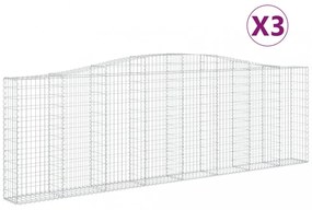 vidaXL 3 db íves horganyzott vas gabion kosár 400x30x120/140 cm