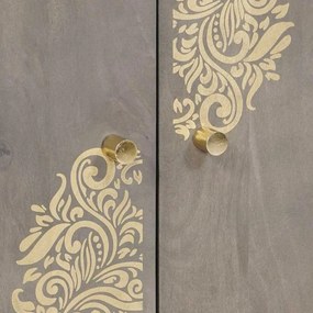 Széf polcokkal Szürke és Arany 60 x 33 x 75 cm Tömör mangófa