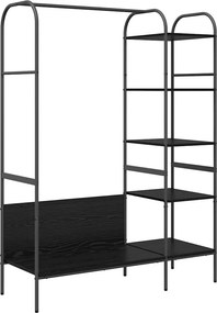 vidaXL Ruhafogó polcokkal tárolóval Fekete 120 x 44 x 160 cm Faanyag
