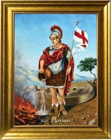 Szent Florian Szakrális Kép Arany Díszített Keretben 30X40