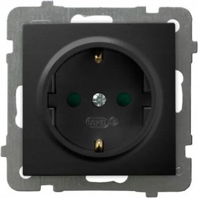 Ospel As fekete Schuko szimpla aljzat GP-1GSP/m/33 rekeszekkel