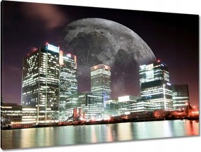Festmények 120x80 Város éjszaka Hold