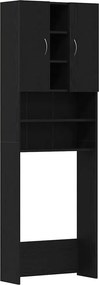 vidaXL fekete tölgy színű mosógépszekrény 64 x 25,5 x 190 cm