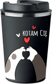 Prémium Termo Bögre fekete Valentin Nap Macska ajándék KT_271