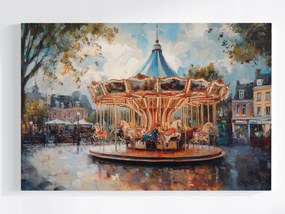 Poszter Város Piac Tér Körhinta Retro 60x40