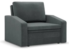 Vertico fekvőfotel, 80 cm széles, bársony, szürke