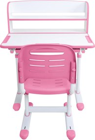 Növekvő íróasztal és szék, rózsaszín/fehér, set ZION