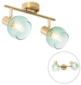 Art Deco spotlámpa arany zöld üveggel 2-lámpás - Vidro