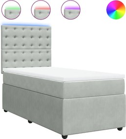 vidaXL világosszürke bársony rugós ágy matraccal 80 x 200 cm
