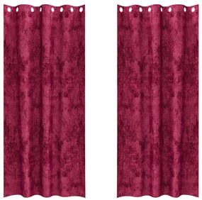 bársonyfuggonyok 2 db Szemfüggönnyel Burgundi vörös 225x140 cm
