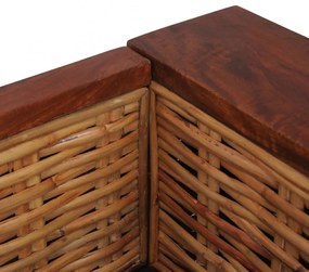 2 személyes barna természetes rattan kanapé párnával