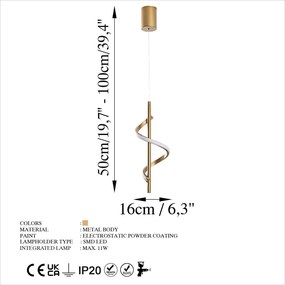 Aranyszínű LED függőlámpa ø 16 cm Likma – Opviq lights