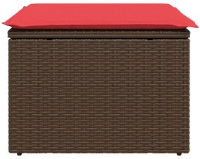 Kerti Puff Térkező Párnával Barna 55x55x37 cm Poli Rattan