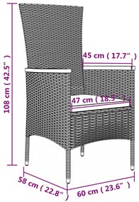 vidaXL 7 részes szürke polyrattan kerti étkezőgarnitúra párnával