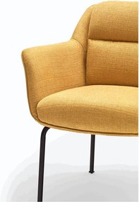 Mustársárga kárpitozott karfás étkezőfotel Sadira – Teulat