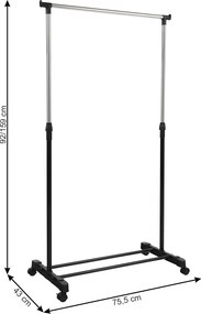 Görgős ruhaálvány, rozsdamentes fém/fekte műanyag, DOLFO NEW