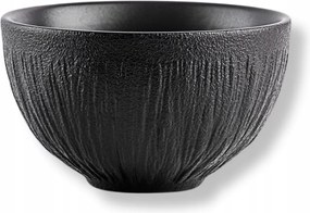 Wilmax kerek Saláta tálaló 1000 ml fekete porcelán, kő utánzattal