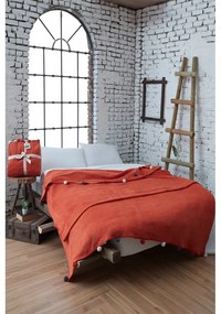 Téglavörös fleece ágytakaró 150x200 cm Pom Pom – Mijolnir