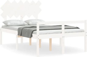 vidaXL fehér tömör fa ágy időseknek fejtámlával Small Double