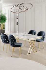 Rigel étkezőgarnitúra, fehér-arany, 130 cm – TR240CHR2223