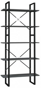 5 szintes szürke szerelt fa könyvszekrény 80 x 30 x 175 cm