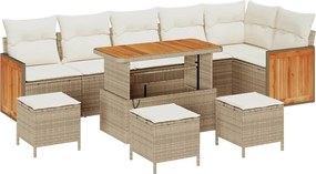 vidaXL Kerti Kanapé Szett párnával 12 pcs Beige és krém polirattan