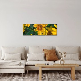 Sárga virágok képe (órával) (90x30 cm)