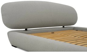 Világosszürke kárpitozott franciaágy ágyráccsal 180x200 cm Odette – Scandic