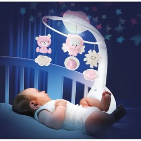 Infantino 3v1 zenélő körforgó kiságyra, 3xAAA, rózsaszín