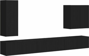 vidaXL TV falit kabinet szett Falra szerelhető 6 pcs Fekete