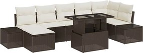 vidaXL Kerti Kanapé Szett párnával 8 pcs Barna és krémszínű