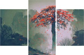 Egy magányos vörös fa képe (90x60 cm)