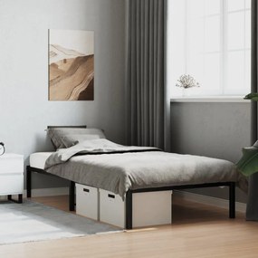 fekete fém ágykeret 107 x 203 cm