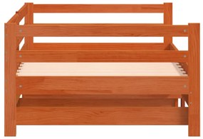 viaszbarna tömör fenyőfa kihúzható kanapéágy 80 x 200 cm