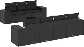 vidaXL 8 részes fekete polyrattan kerti ülőgarnitúra párnákkal