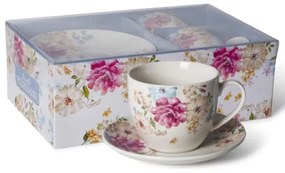 Vintage virágos porcelán csésze aljjal - 250 ml - 2 személyes