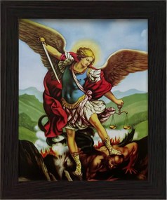 Vászonkép 30x25 Szent Mihály Arkangyal Wenge Keret