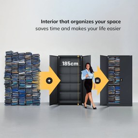 Fém iratszekrény JAN, 900 x 1850 x 400 mm, antracit