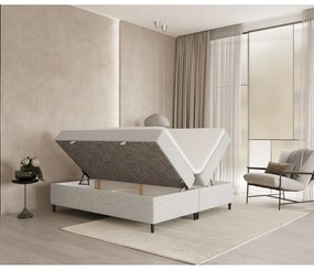 Világosszürke ágyneműtartós boxspring ágy 160x200 cm Araya – Maison de Rêve